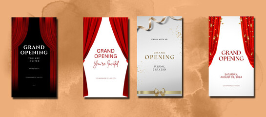 Grand Opening Stories templates Collection.  Story template design for social media story or website banner. Stories templates 