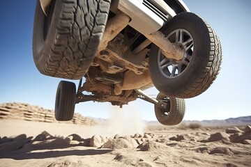 4x4 off-road vehicle in mud and dust. Extreme rally automobile competition