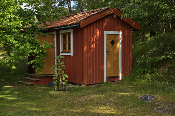 Fototapeta na wymiar Wooden cottage in Trosa, Södermanland, Sweden, Europe 