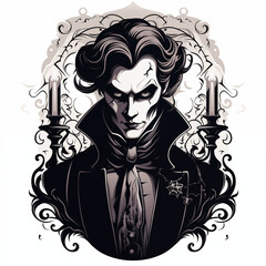 vampire in black and white - generative ai