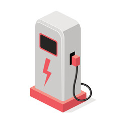 Electric filling station. Vector 3d isometric, color web icons, new flat style. Creative design idea for infographics.