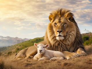 Lion And Lamb Lay Down Together in the field bible content
