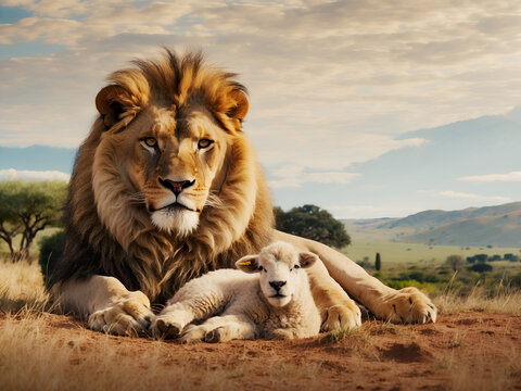 Lion And Lamb Lay Down Together in the field bible content