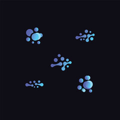 Neuron brain logo icon set with clean universal colors suitable for research, science, medical, logotype, technology, lab, molecule.