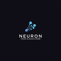 neuron brain logo icon with dots concept.