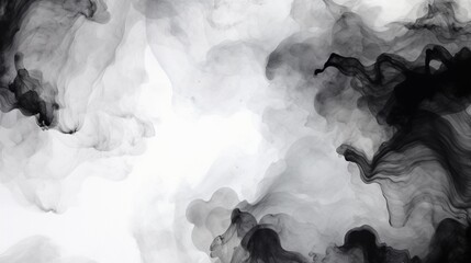 A highly detailed digital illustration of a black and white abstract ink texture, creating a...