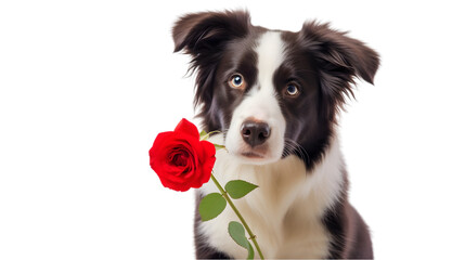 border collie puppy with flower