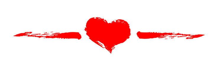 Heart Valentine's Day swash hand painted with brush and ink. Png clipart isolated on transparent background