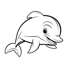 Cute cartoon dolphin for kids coloring book