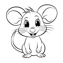 Cute cartoon mouse for kids coloring book