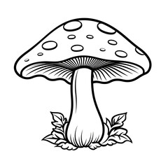 Cute cartoon mushroom for kids coloring book