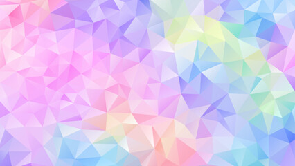 Pastel rainbow low poly triangle mosaic background , polygon background, vector illustration for banner, web template, poster, backdrop, etc.