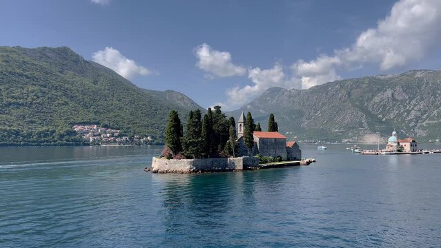 Saint George Island and Church of Our Lady of the Rocks in Perast, Montenegro. Montenegro, Europe.