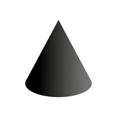 Vector cone with gradients and shadow for game, icon, package design, logo, mobile, ui, web, education. 3D cone shaped pyramid on a white background. Geometric figures for your design.