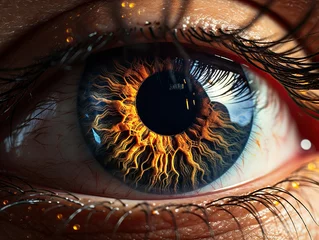 Fotobehang Closeup of Black Eye with Lens Flare © Custom Media