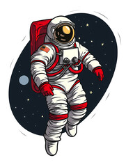 Cartoon Christmas astronauts in Space suit floating, Isolated background, PNG,  