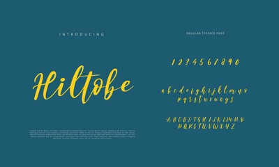 Handwritten Script font. Hand drawn brush style modern calligraphy cursive typeface. Hand Lettering and Custom Typography alphabet for Designs: Logo, Greeting Cards, Poster. Vector Brush type set.
