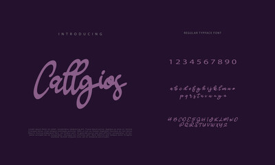 Handwritten Script font. Hand drawn brush style modern calligraphy cursive typeface. Hand Lettering and Custom Typography alphabet for Designs: Logo, Greeting Cards, Poster. Vector Brush type set.
