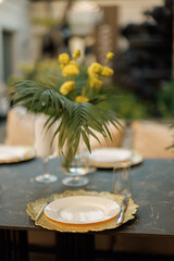 table setting in the restaurant