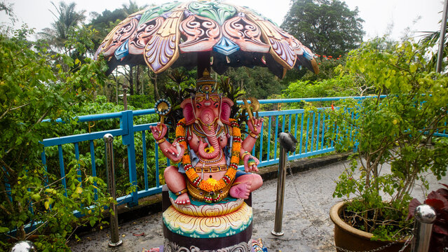 Penang Malaysia - November 15th 2023: A Hindu temple is one of the main attraction on top of Penang Hill. Ganesha 