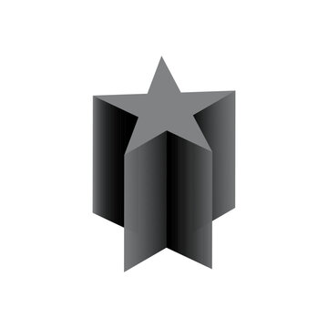 Vector pentagrammic prism with gradients and shadow for game, icon, package design, logo, mobile, ui, web, education. 3D prism on a white background. Pentagram illustration. Achievement mark.