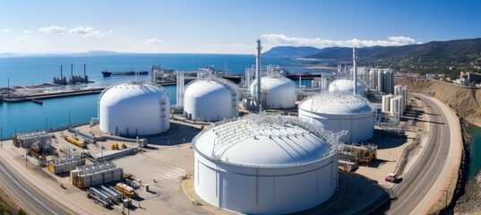LNG Liquified Natural Gas terminal. Generative AI technology.
 - obrazy, fototapety, plakaty