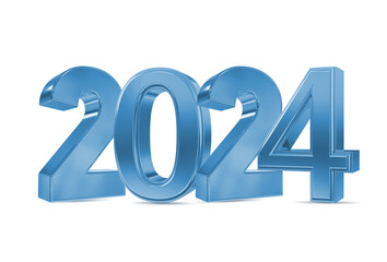 Holiday background happy new year 2024. Year numbers 2024 made of blue color isolated on transparent background. Celebrating the New Year holiday up close. Space for text
