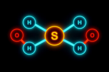 H2SO4 sulfuric acid molecule as model. Oxygen, sulfur, and hydrogen compound.