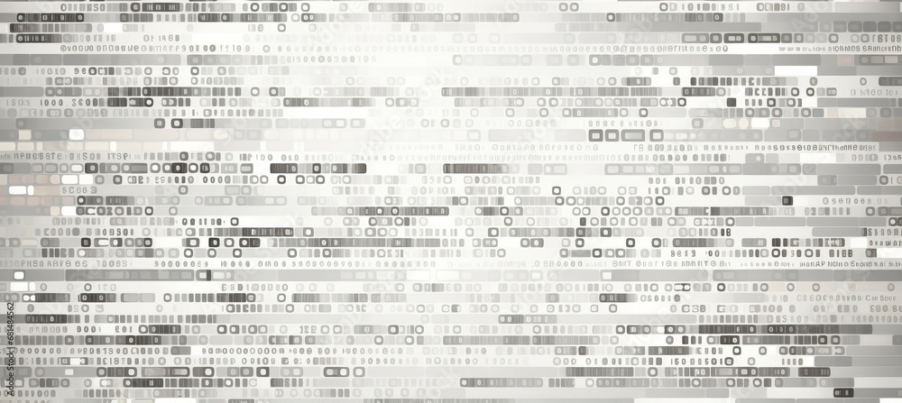 Poster Matrix code technology white background. Generative AI technology.	
