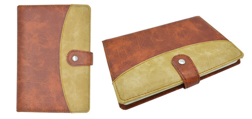 leather-bound notebook isolate on transparent background,png