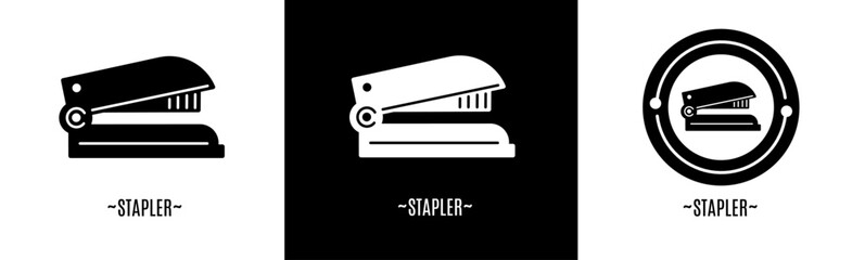 Stapler logo set. Collection of logos. Stock vector.