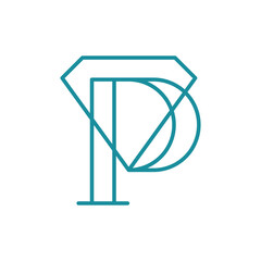 initial Letter P Diamond Logo Concept icon sign symbol Element Design Line Art Style. Jewellery, Jewelry, Gem Logotype. Vector illustration template
