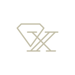 initial Letter X Diamond Logo Concept icon sign symbol Element Design Line Art Style. Jewellery, Jewelry, Gem Logotype. Vector illustration template