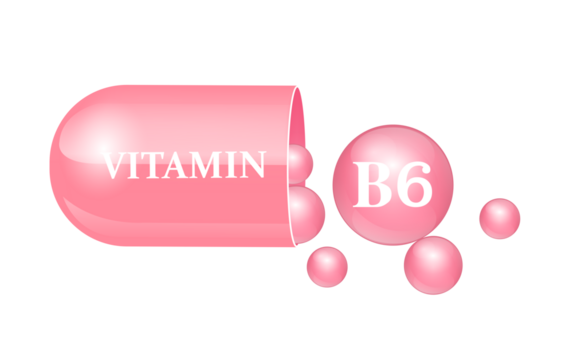Capsule vitamin B6 structure pink and white with circular bubbles flowing out. Beauty concept. Personal care. Isolated on cut out PNG. transparent capsule pill. Drug business concept	