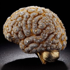 human head with golden  brain