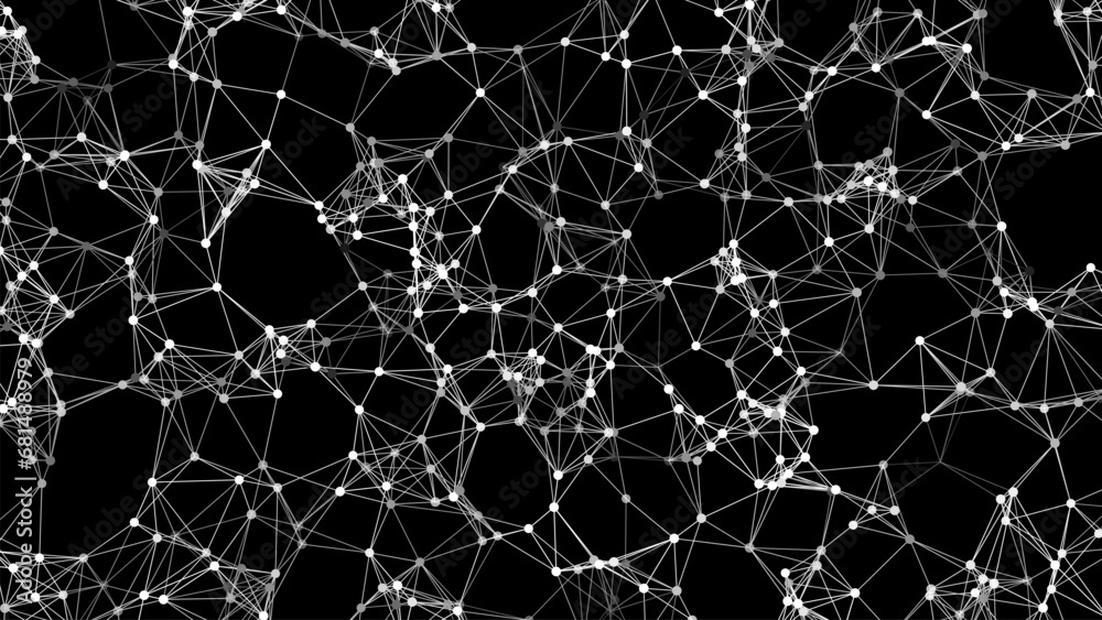 Poster Abstract digital background of points and lines. Glowing plexus. Big data. Network or connection. Abstract technology science background. 3d vector illustration.