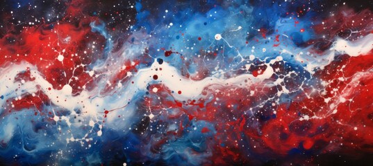 Abstract space nebula starry paint background. Generative AI technology.	
