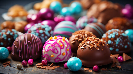 Obraz premium chocolate easter eggs HD 8K wallpaper Stock Photographic Image 
