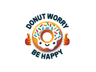 donut worry be happy tshirt idea lifestyle casual funny colorful foodie sweets character concept vector illustration sweatshirt clothing