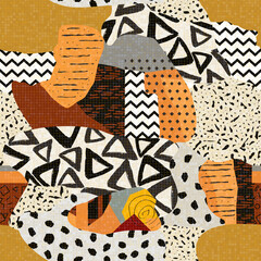 abstract pattern of different textures in Klimt style dots lines shapes geometric spots