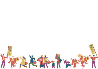 初売りに並ぶ人達