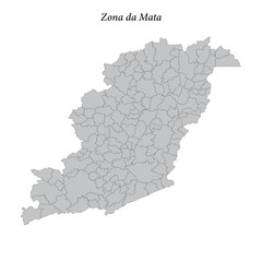 map of Zona da Mata is a mesoregion in Minas Gerais with borders municipalities - obrazy, fototapety, plakaty