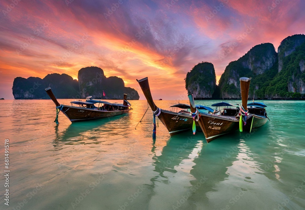 Wall mural Iridescent Isles: Thailand's Phi Phi Islands Sunset.