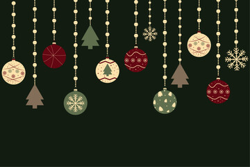 Christmas background with hanging balls 
