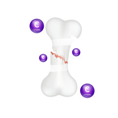 Vitamin minerals C circle ball purple on cut out PNG. Help strengthen bone. Healthy knee bone human...