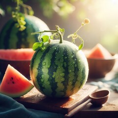 slice of watermelon food background - obrazy, fototapety, plakaty