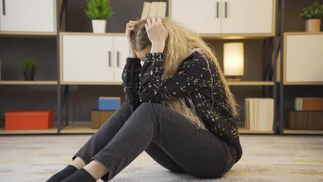Unhappy and sad woman.
