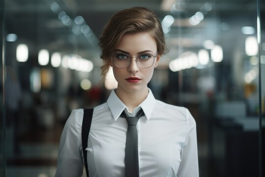 Androgynous Office Worker Challenges Traditional Gender Roles Photorealism