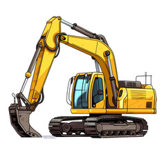 Cartoon excavator with a rotating arm and a bucket. AI generate illustration