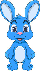 cartoon logo of a blue rabbit with a cute face standing